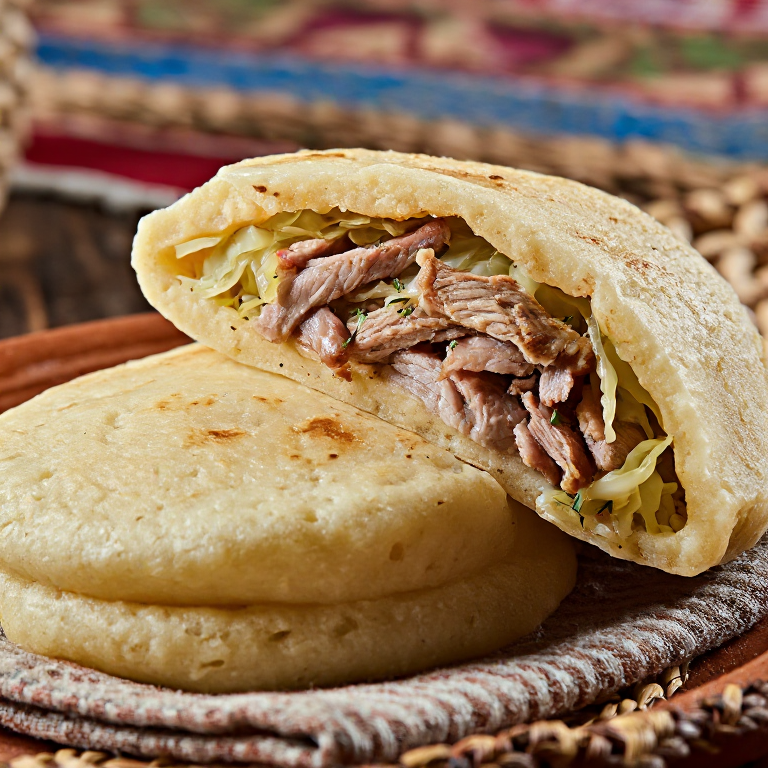Arepa Bohemia con Cerdo Asado y Repollo Agridulce