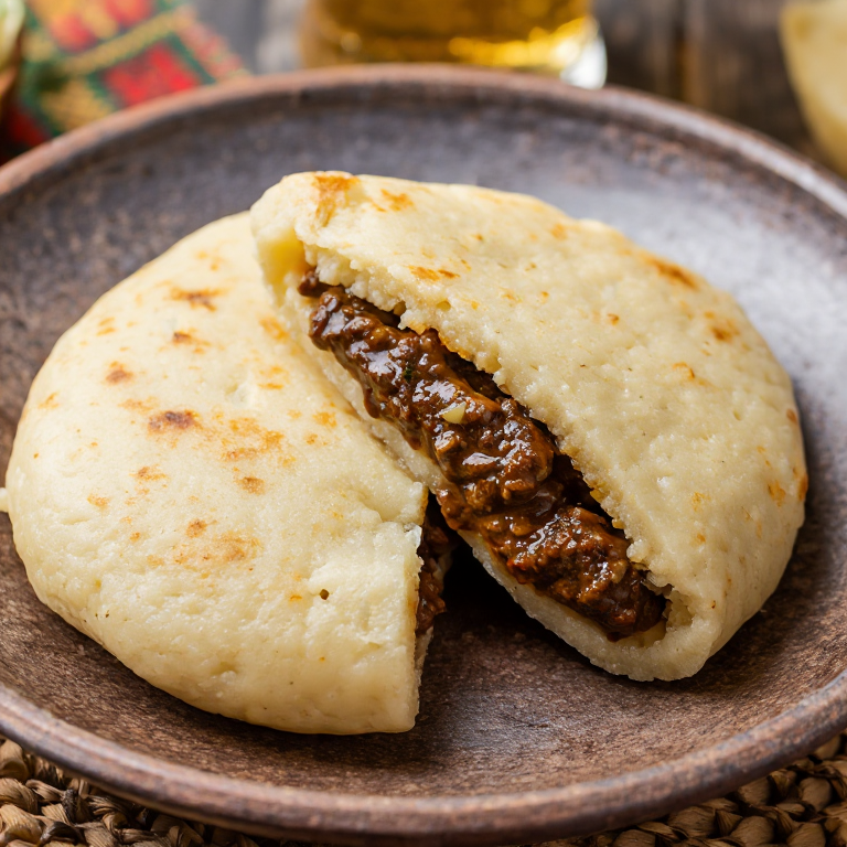 Arepa de Goulash Checo con Masa de Cerveza Pilsner