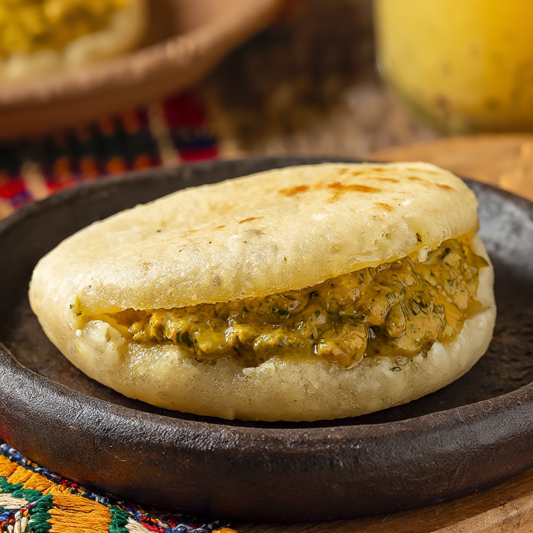 Arepa de Moambe con Pollo y Espinacas