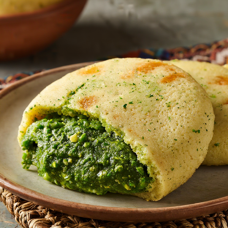 Arepa de Callaloo con Cangrejo y Coco