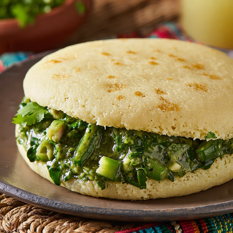 Arepa de Callaloo con Bacalao
