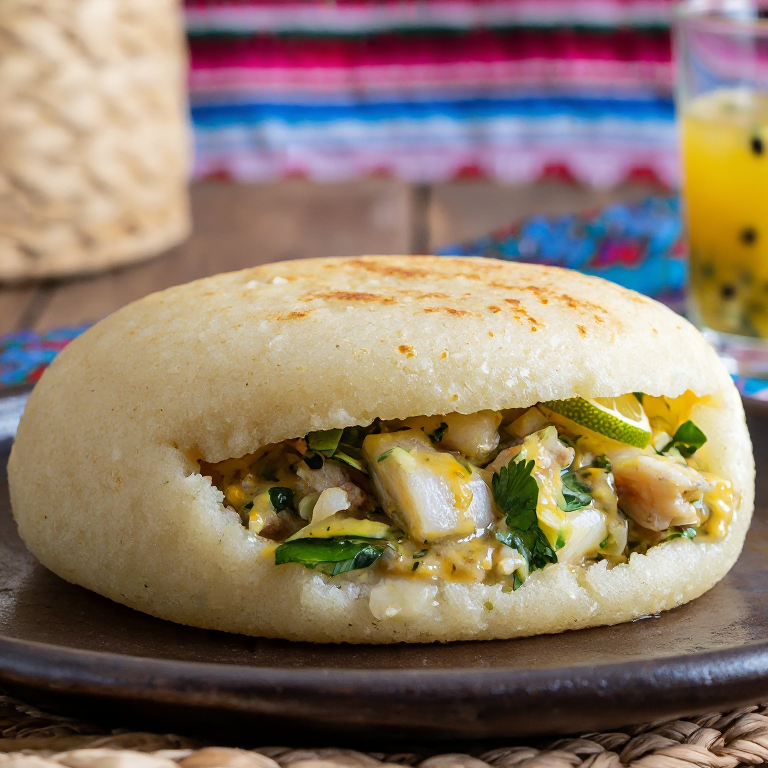 Arepa de Sancocho de Pescado al Estilo Bajos de Haina