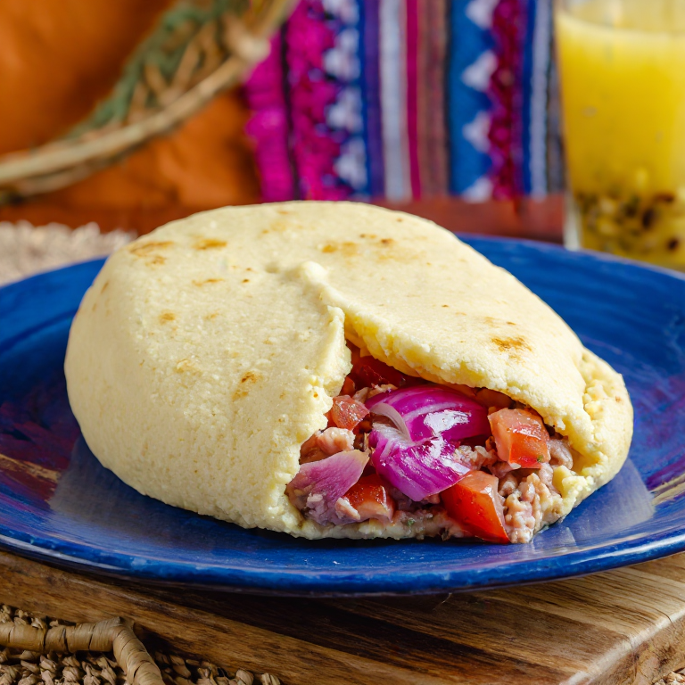 Arepa de Yuca y Pescado Encebollado