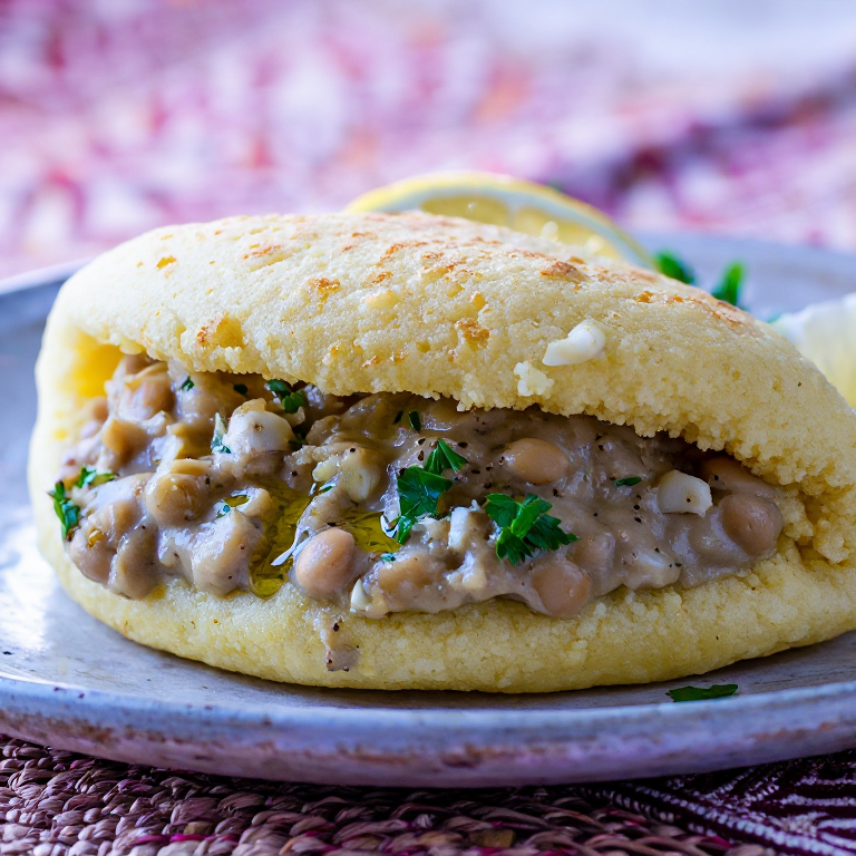 Arepa de Ful Medames (Estilo Egipcio)