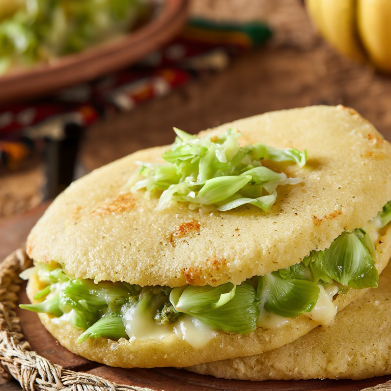 Arepa salvadoreña de queso y loroco