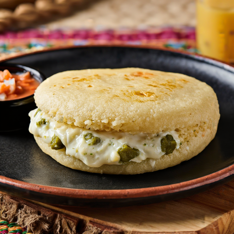 Arepa Salvadoreña de Frijoles, Queso y Loroco