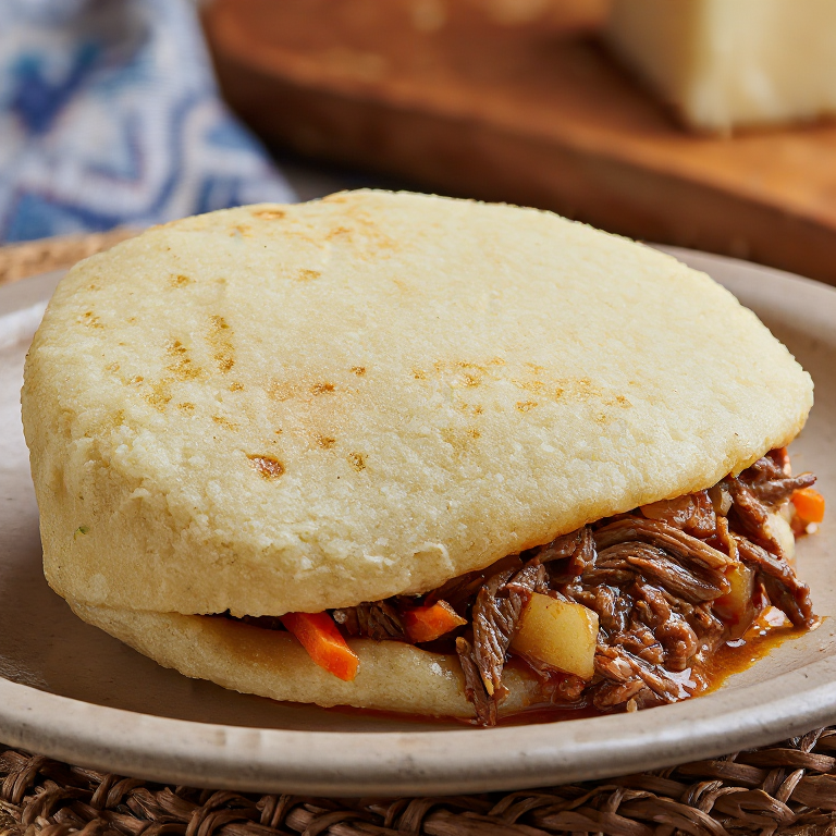 Arepa Rellena de Sopa de Res Salvadoreña