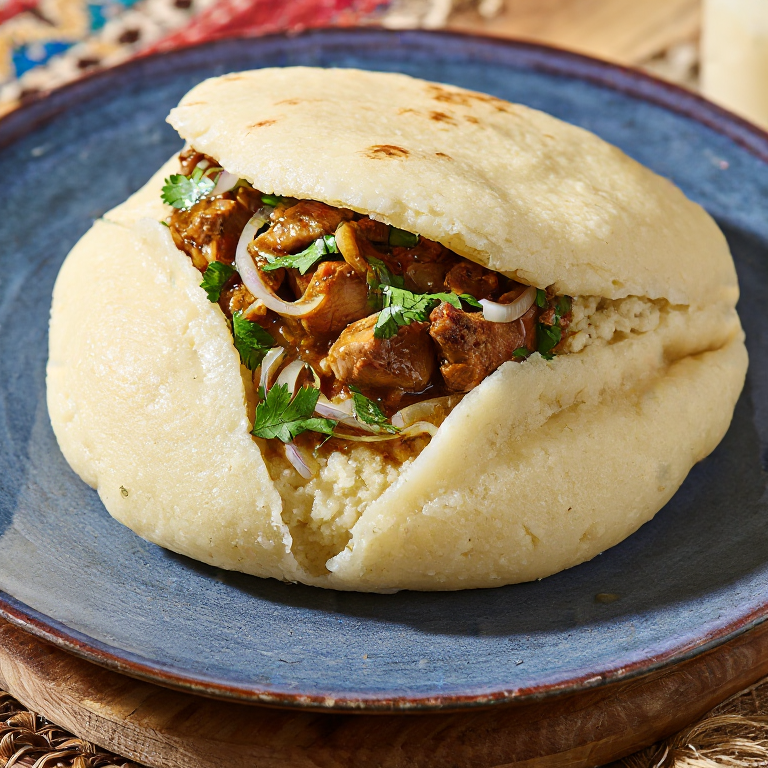Arepa de Pollo Encebollado Salvadoreño