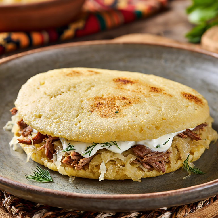 Arepa de Chucrut y Cerdo Estilo Estonia