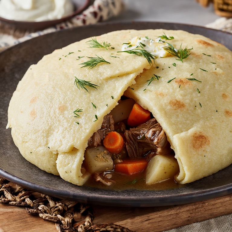 Arepa Fámjin: Faroese Lamb Stew Stuffed Arepa