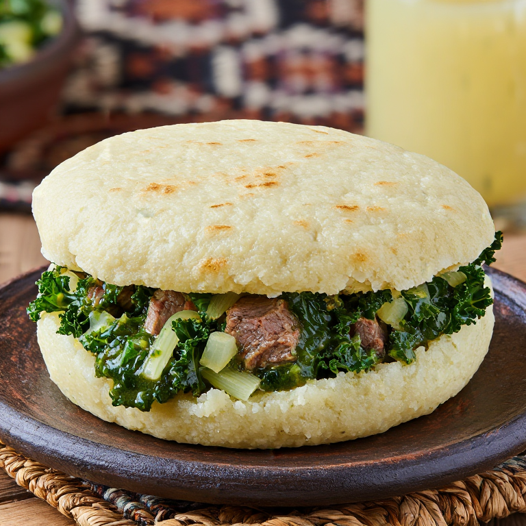 Arepa de Cordero de las Islas Feroe con Col Rizada y Salsa de Eneldo