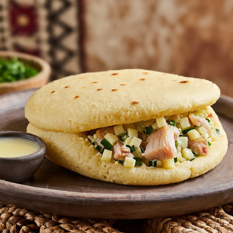 Arepa de Bacalao y Raíces al Estilo Feroés