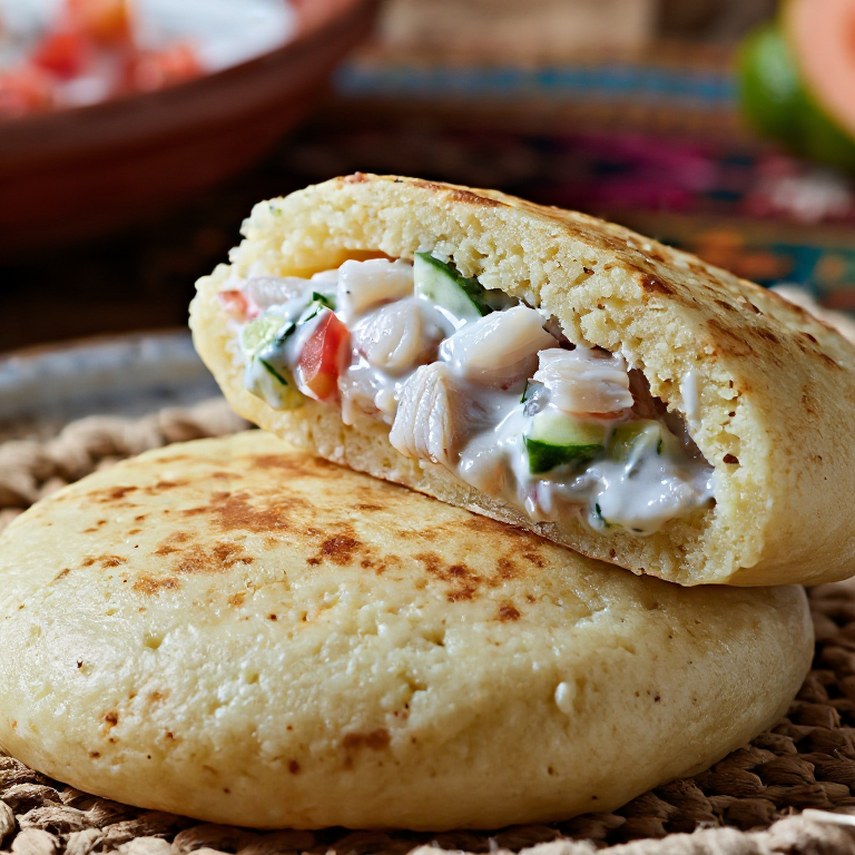 Arepa con Kokoda Fijiana: Ceviche de Pescado en Arepa Crujiente