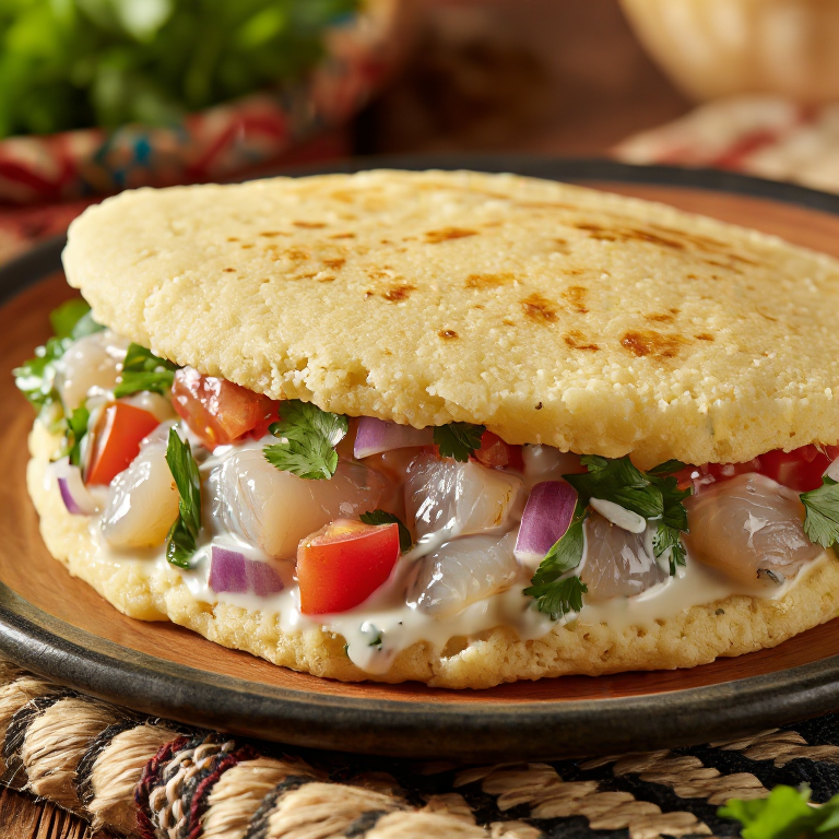 Arepa rellena de Kokoda (ceviche fiyiano)