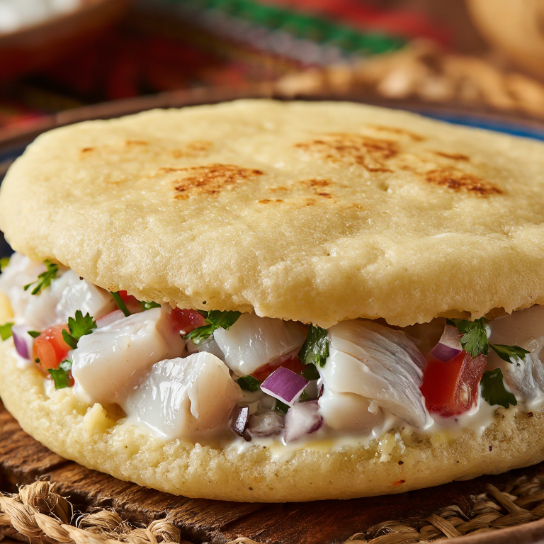 Kokoda Arepa: Arepa Rellena con Pescado Marinado al Estilo Fiyiano