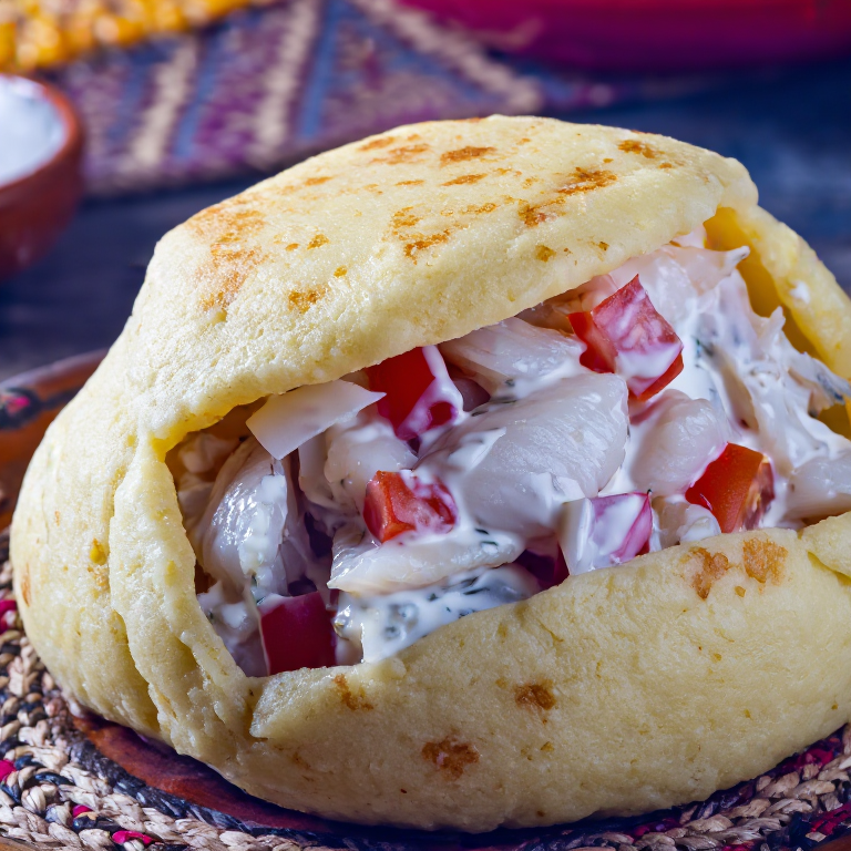Arepa de Kokoda (Ceviche Fiyiano)