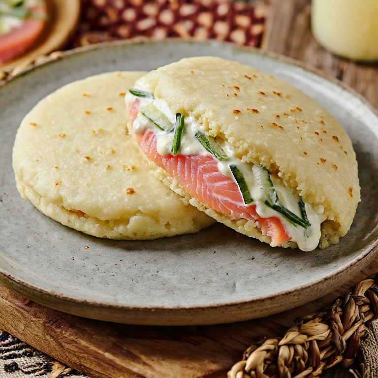 Arepa Finlandesa de Salmón Ahumado y Eneldo