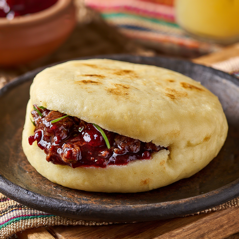 Arepa de Poronkäristys (Reindeer Stew Arepa)