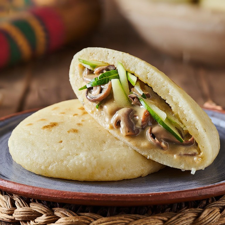 Arepa Rellena de Poulet à la Lavalloise (Pollo Cremoso con Manzana y Sidra)