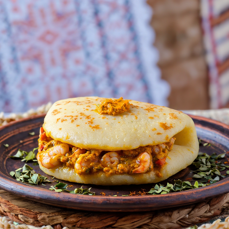 Arepa de Bouillabaisse con Mariscos y Rouille