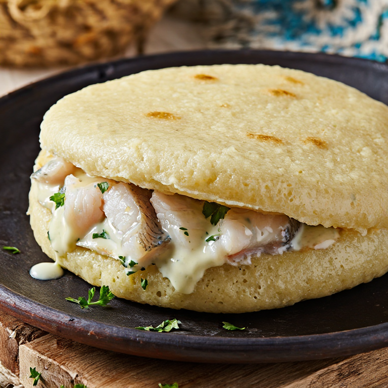 Arepa de Pescado con Beurre Blanc