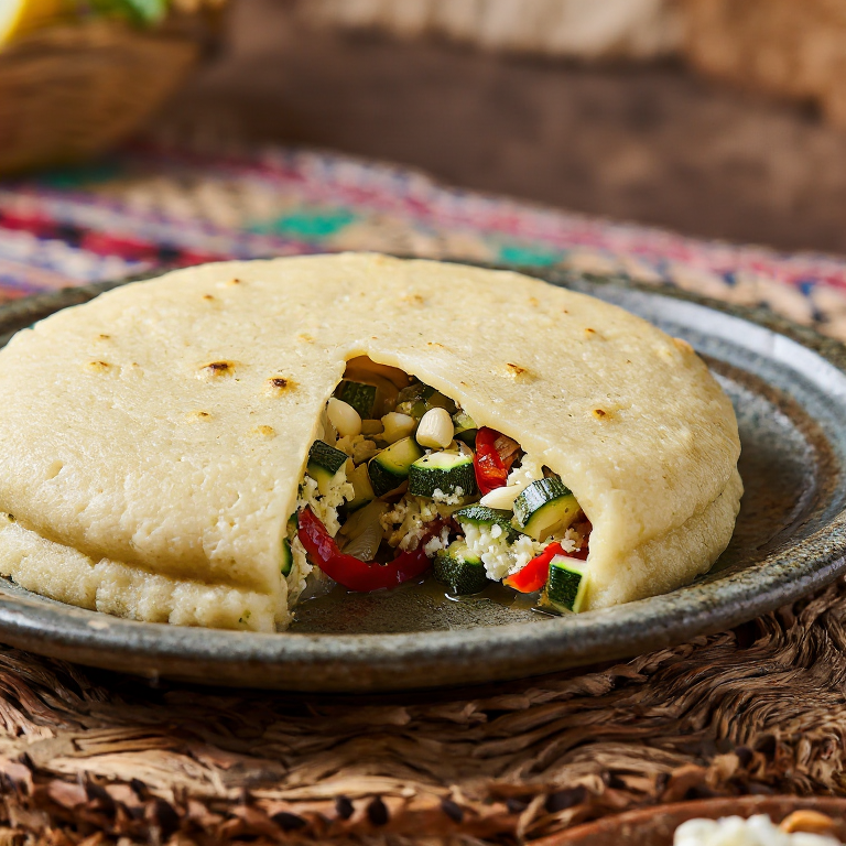 Arepa de Ratatouille Provenzal con Queso de Cabra