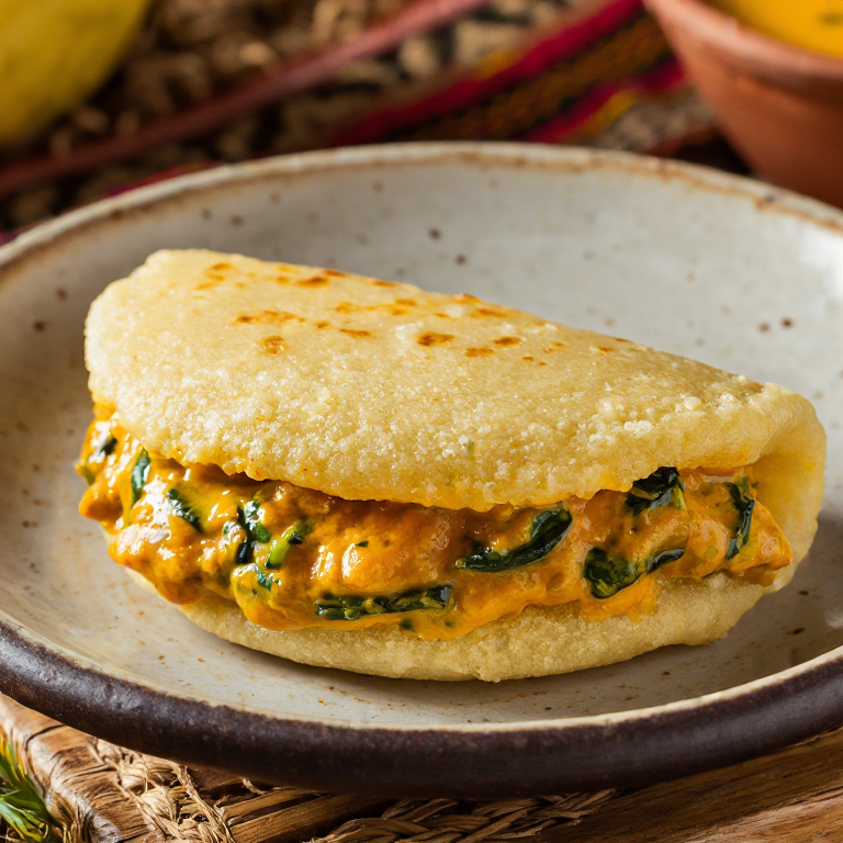 Arepa Rellena de Poulet Nyembwe (Pollo en Salsa de Palma)