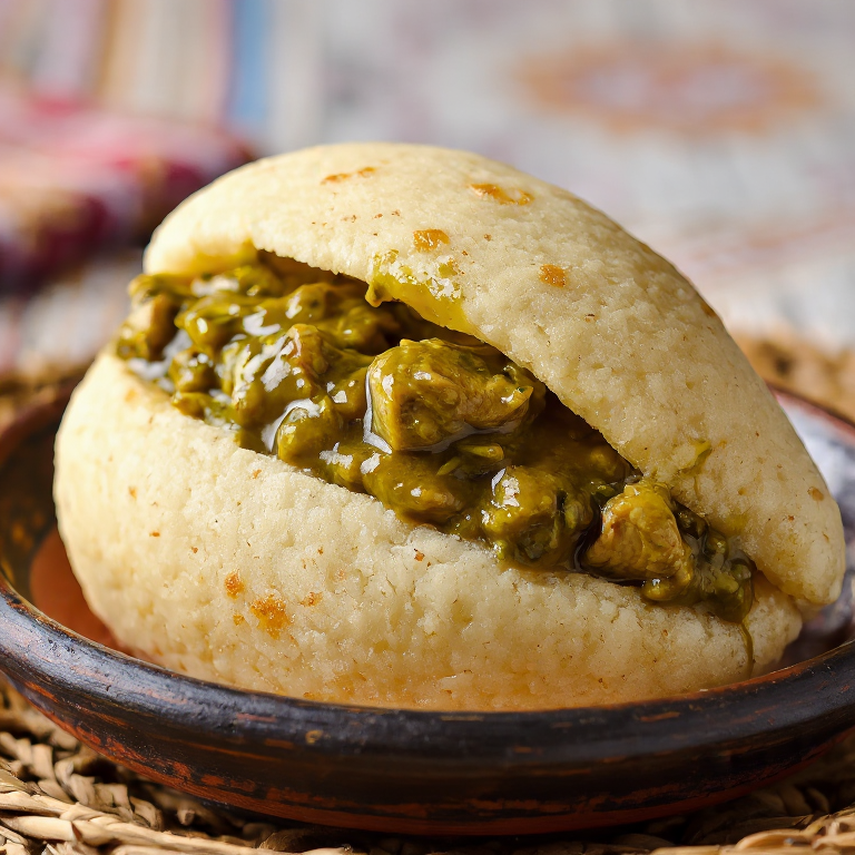Arepa Rellena de Domoda (Estofado de Maní Gambiano)