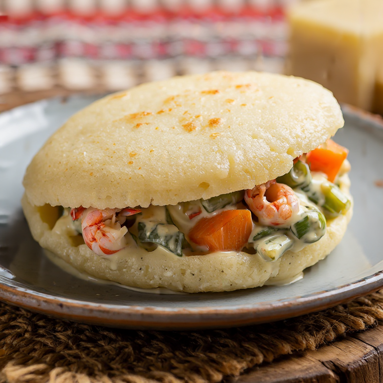 Leipziger Allerlei Arepa: Fusión Alemana con Crayfish y Verduras de Primavera