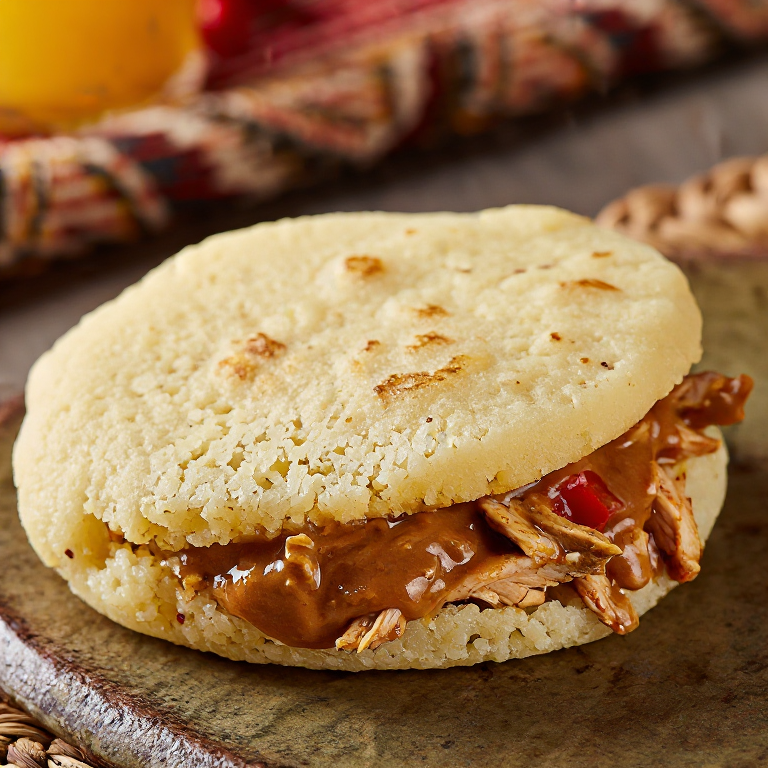 Arepa de Guinea: Relleno de Pollo en Salsa de Maní (Inspirada en la Sopa de Maní de Ghana)
