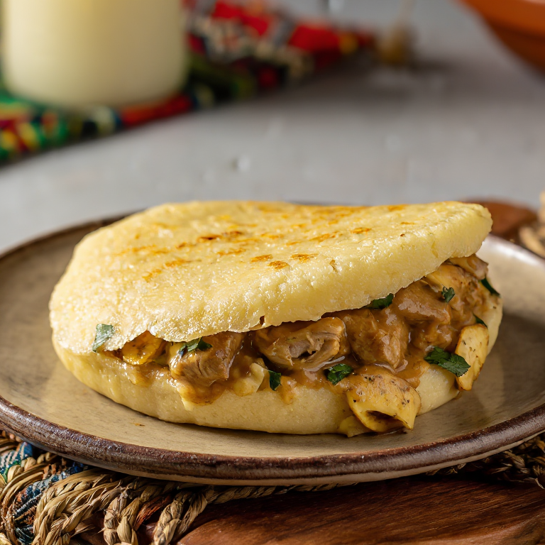 Arepa de Estofado de Maní y Pollo (Reinterpretación del Groundnut Soup de Ghana)