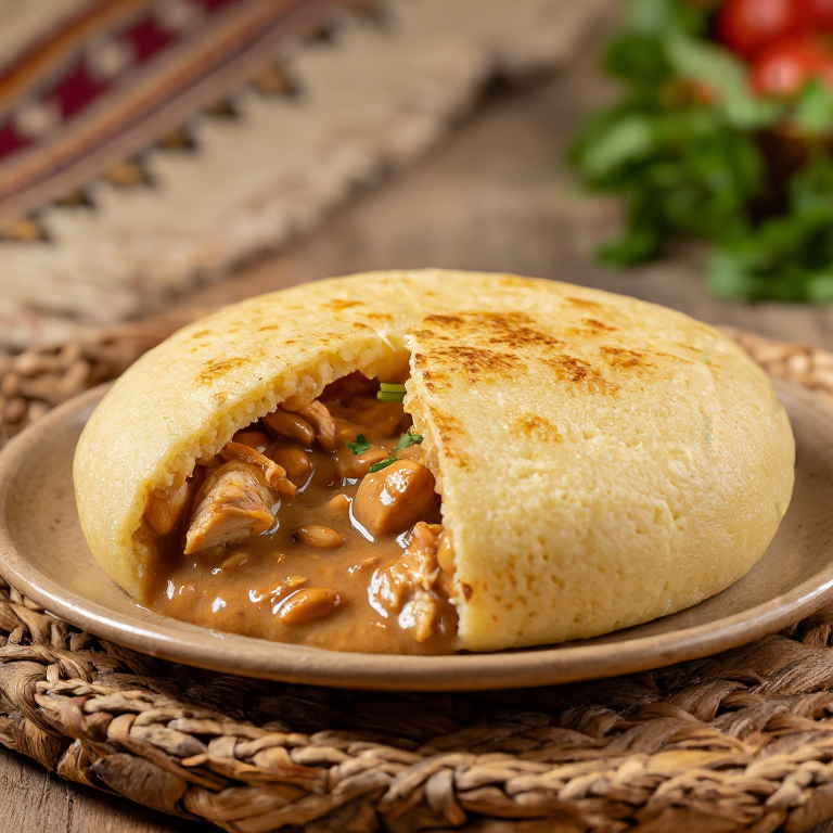 Arepa de Estofado de Maní (Groundnut Stew Arepa)