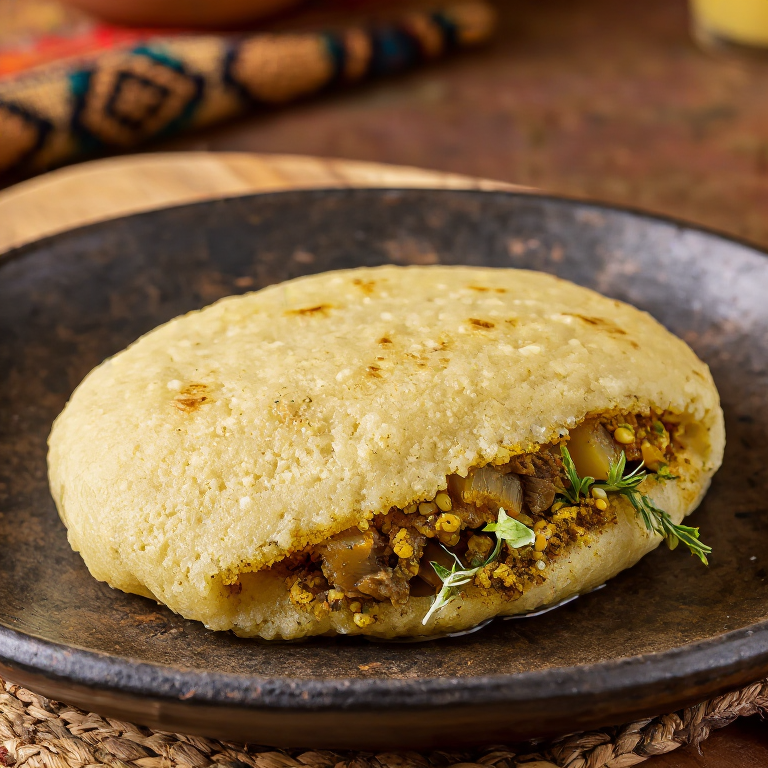 Arepa de Suaasat: Arepa Condimentada con Sabor a Foca y Hierbas del Ártico
