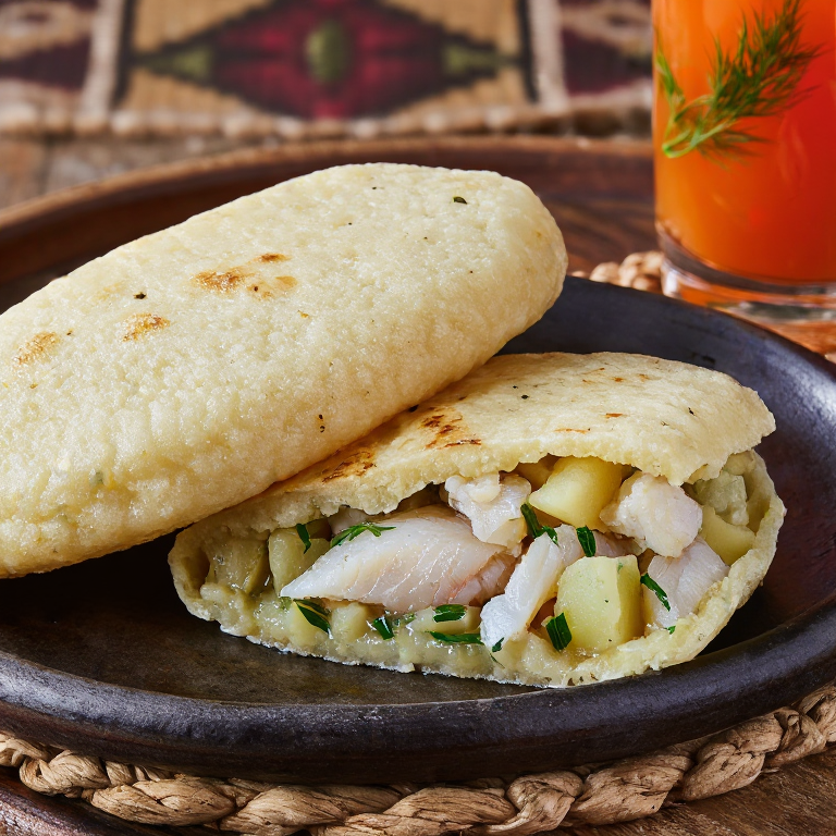 Arepa Suaasat: Arepa Rellena de Bacalao y Papa al Estilo de Groenlandia