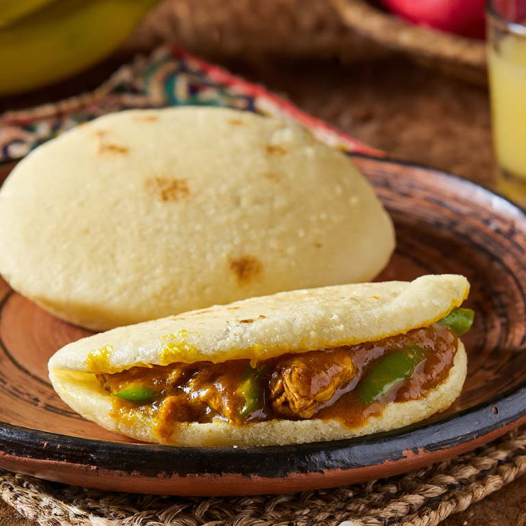Arepa Colombo de Poulet (Curry Chicken Arepa)