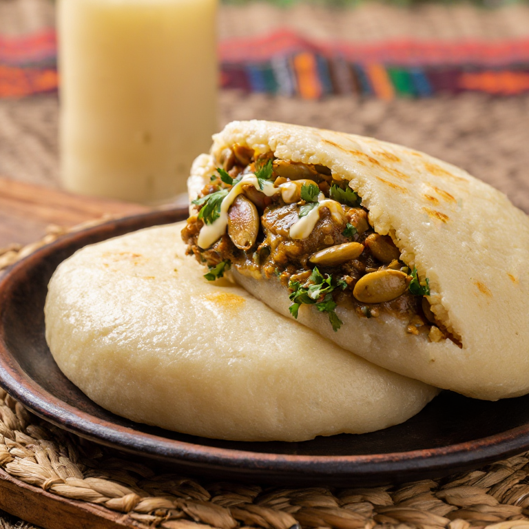 Arepa Rellena de Pepián de Pollo