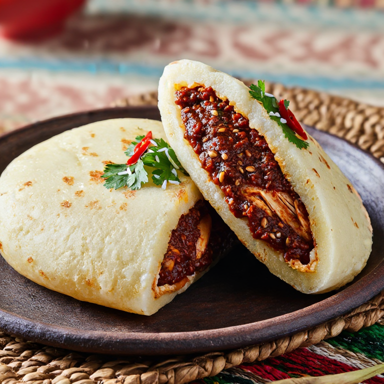 Arepa Rellena de Pepián de Pollo