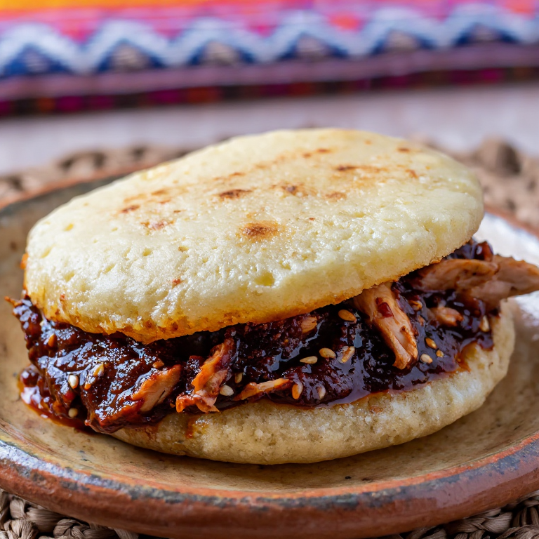 Arepa Guatemalteca de Pepián (Chicken Pepián Arepa)