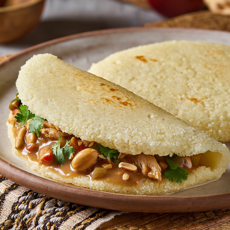 Arepa de Mafé (Arepa Rellena de Estofado de Maní Guineano)