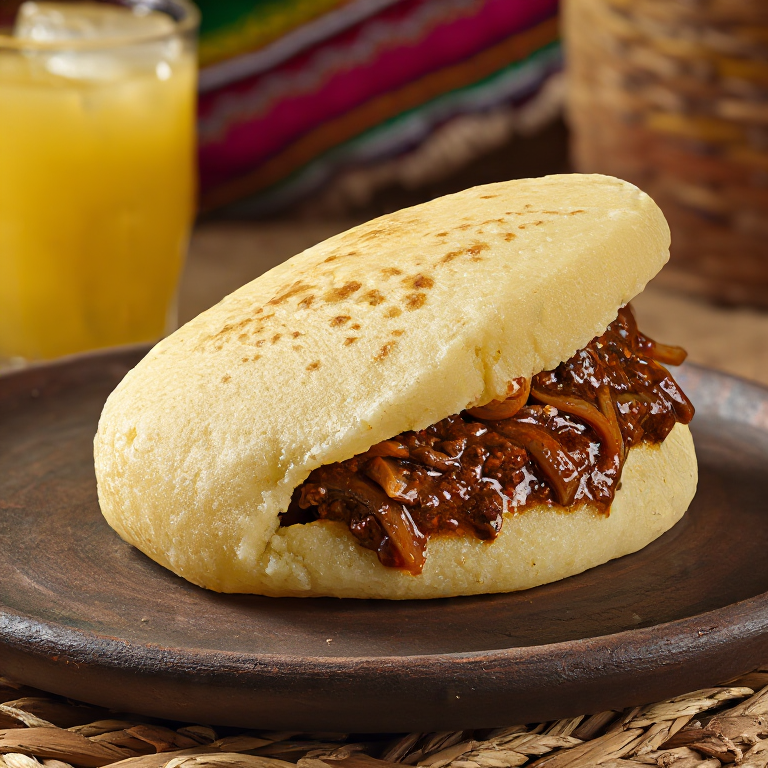 Arepa Rellena de Pepperpot al Estilo Guyana