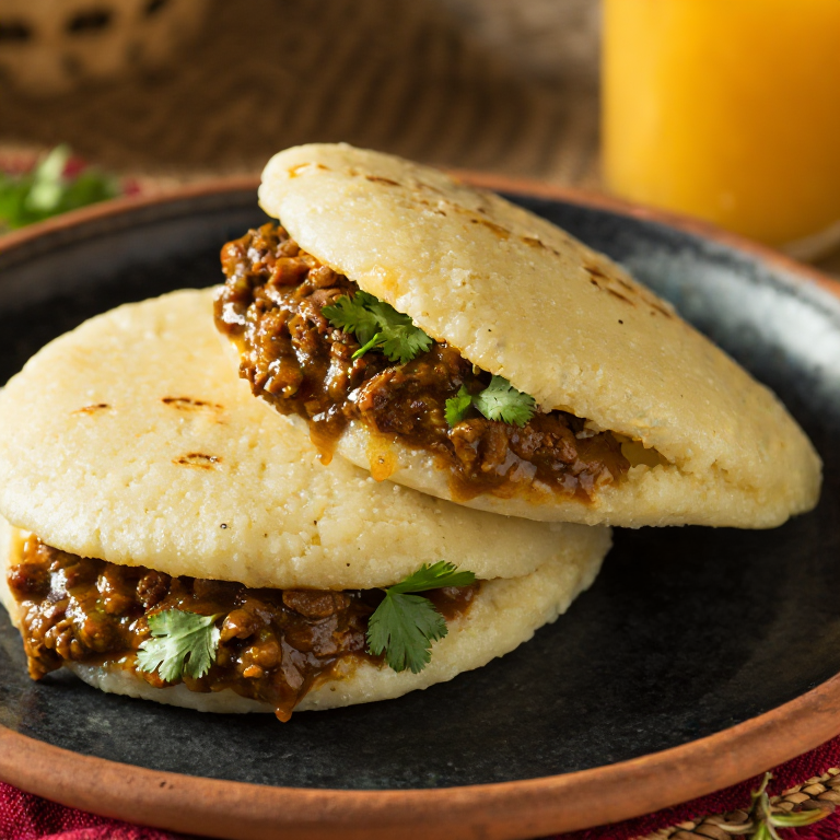 Arepa Guyanesa Rellena de Pepperpot