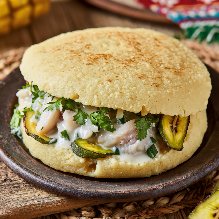 Metemgee Arepa de Pescado y Coco