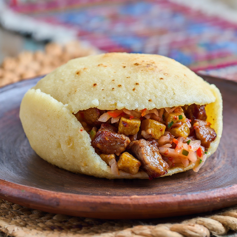 Arepa de Griot con Pikliz