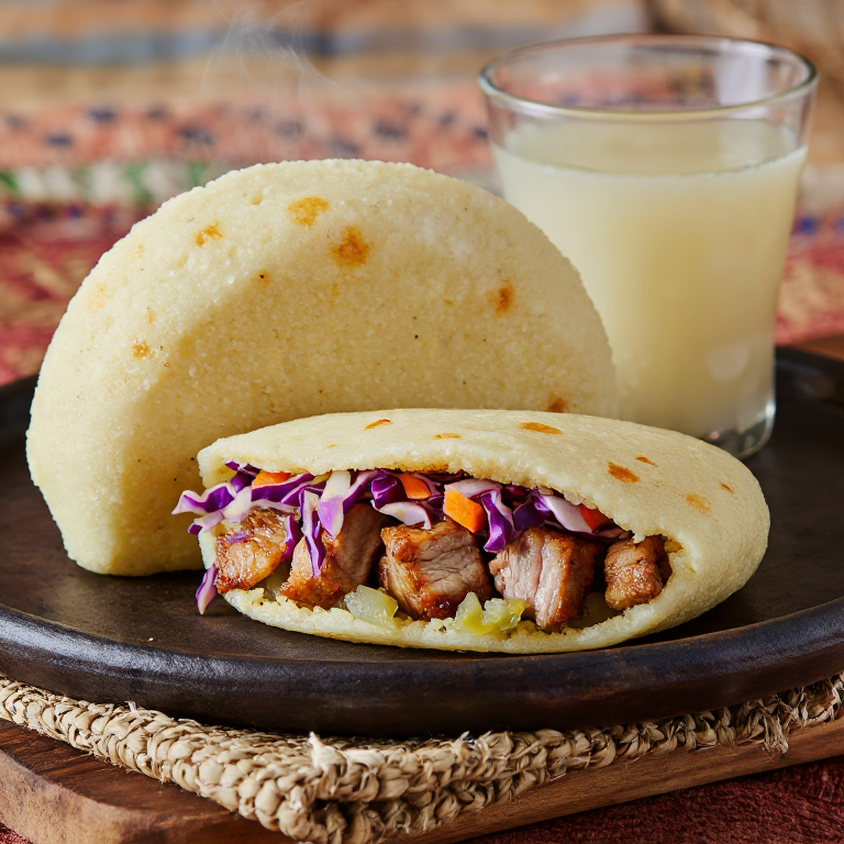 Arepa de Griot con Pikliz (Inspirada en Jérémie, Haití)