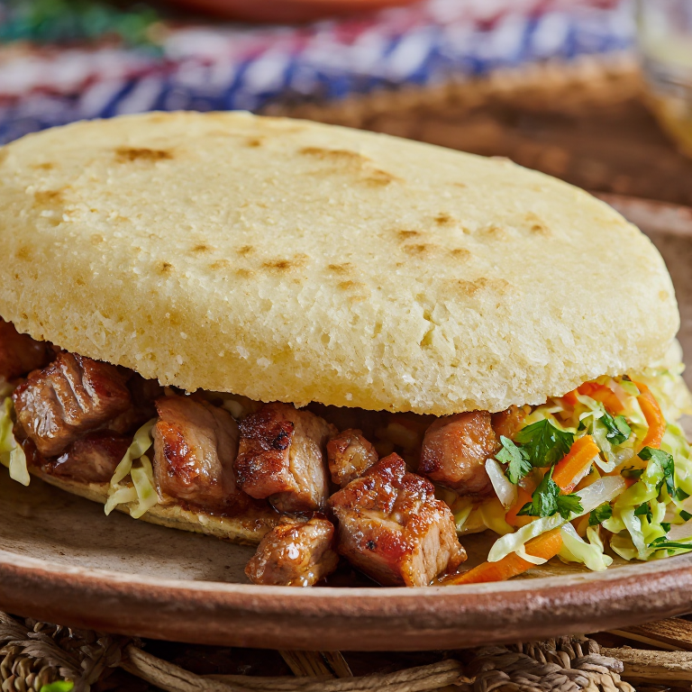 Arepa Saint-Marc con Griot y Pikliz