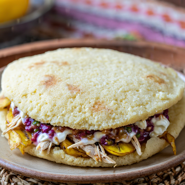 Arepa de Tajadas con Pollo