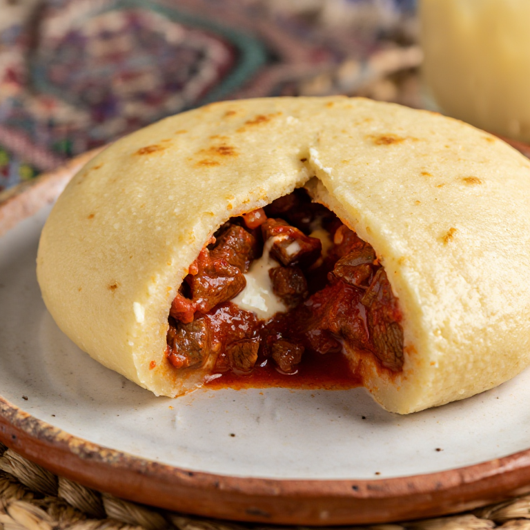 Arepa Rellena de Pörkölt Húngaro