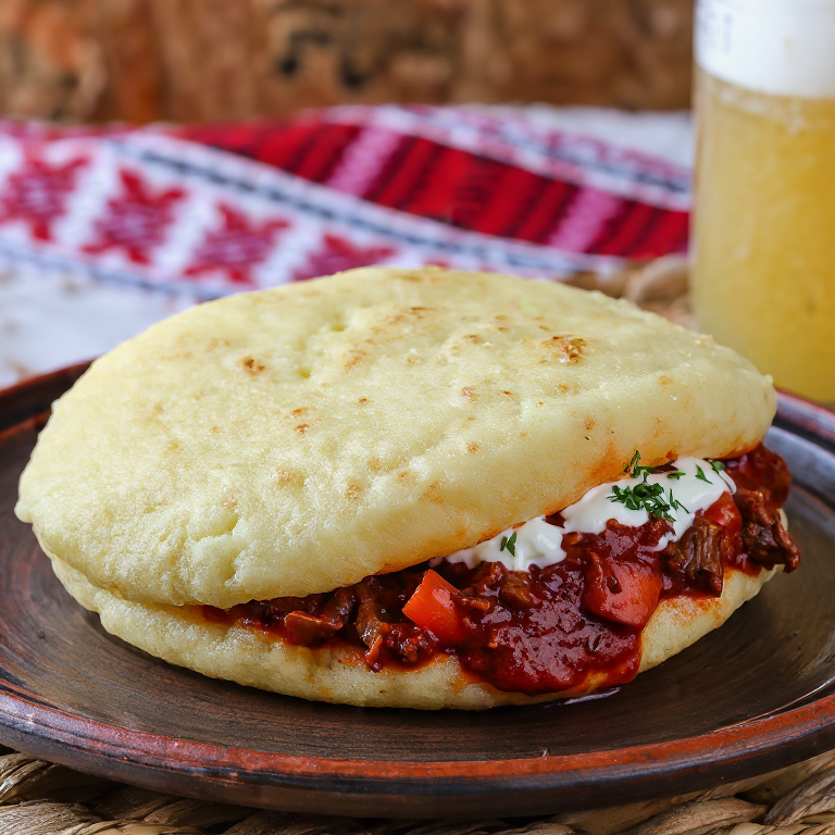 Arepa Rellena de Goulash Húngaro