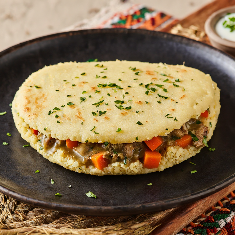 Arepa de Cordero Islandés con Raíces Nórdicas