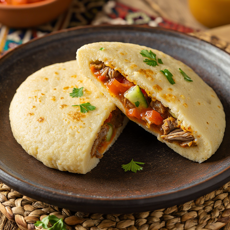Arepa de Tashreeb: Cordero y Caldo de Tomate
